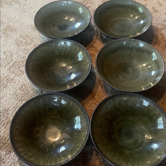 JARS France Tourron Samoa Vert Green Set of 6 Coupe Soup Bowls 7.5” - Picture 2 of 4